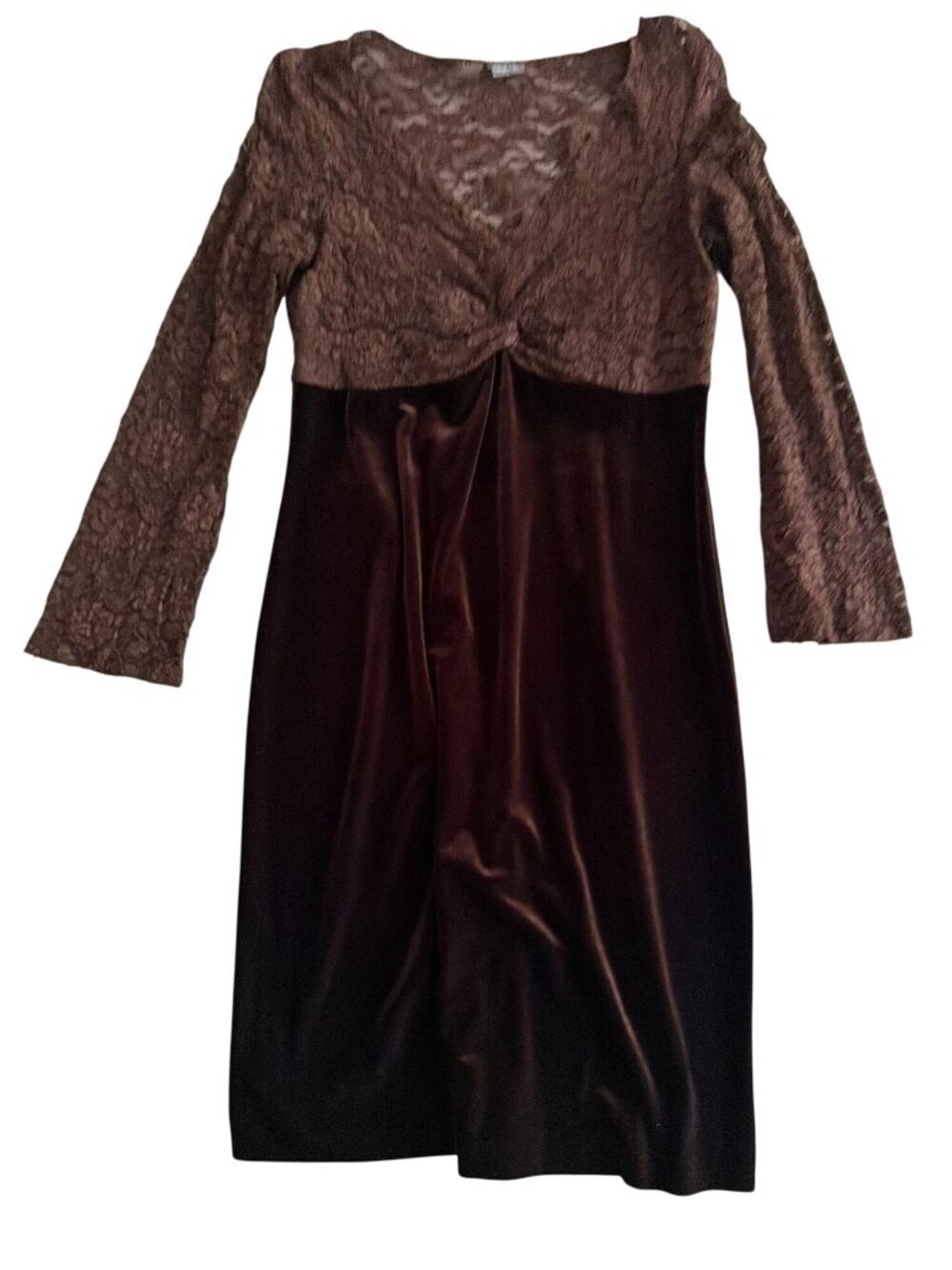 MUSE Brown Velvet Lace Cocktail Dress Size 10 - Picture 6 of 9